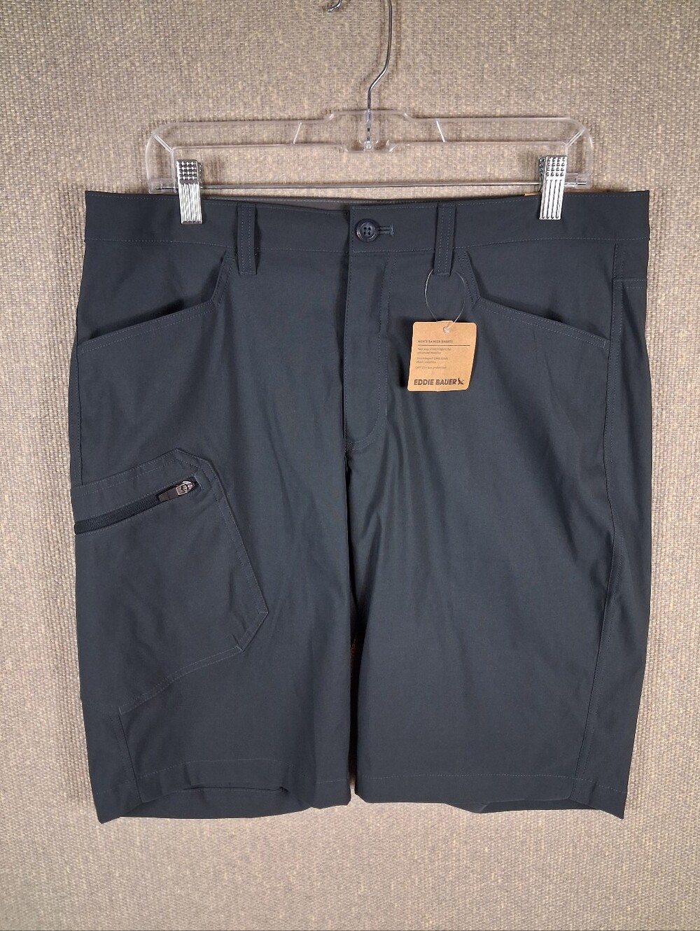 Eddie Bauer Rainer Shorts Mens 34 Gray Stretch UPF 50+ Sun Protection Active Fit